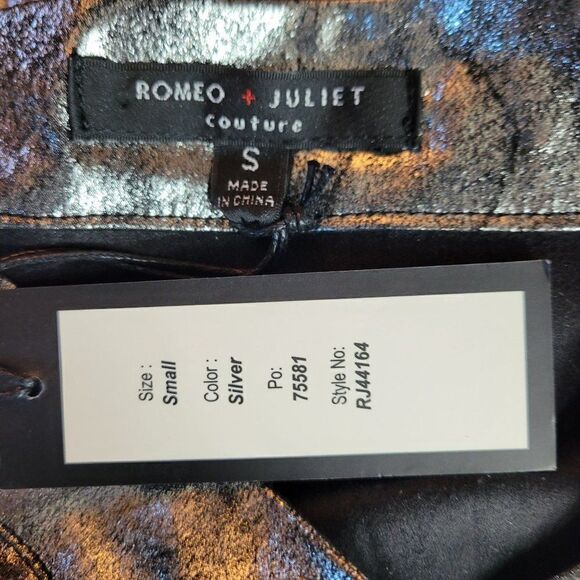 Romeo Juliet Couture Skirt Grunge Pleated Metallic Distressed Silver Midi S - Picture 12 of 14